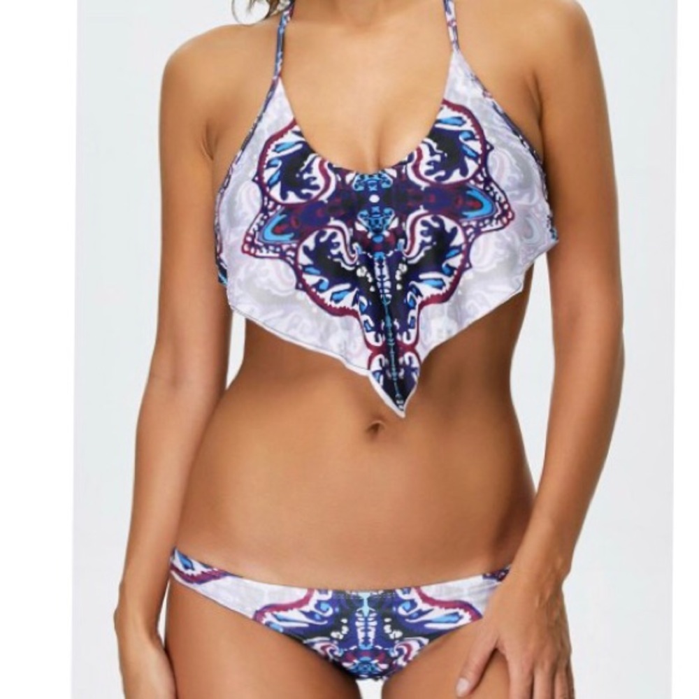 Halter Print Padded Bikini Set